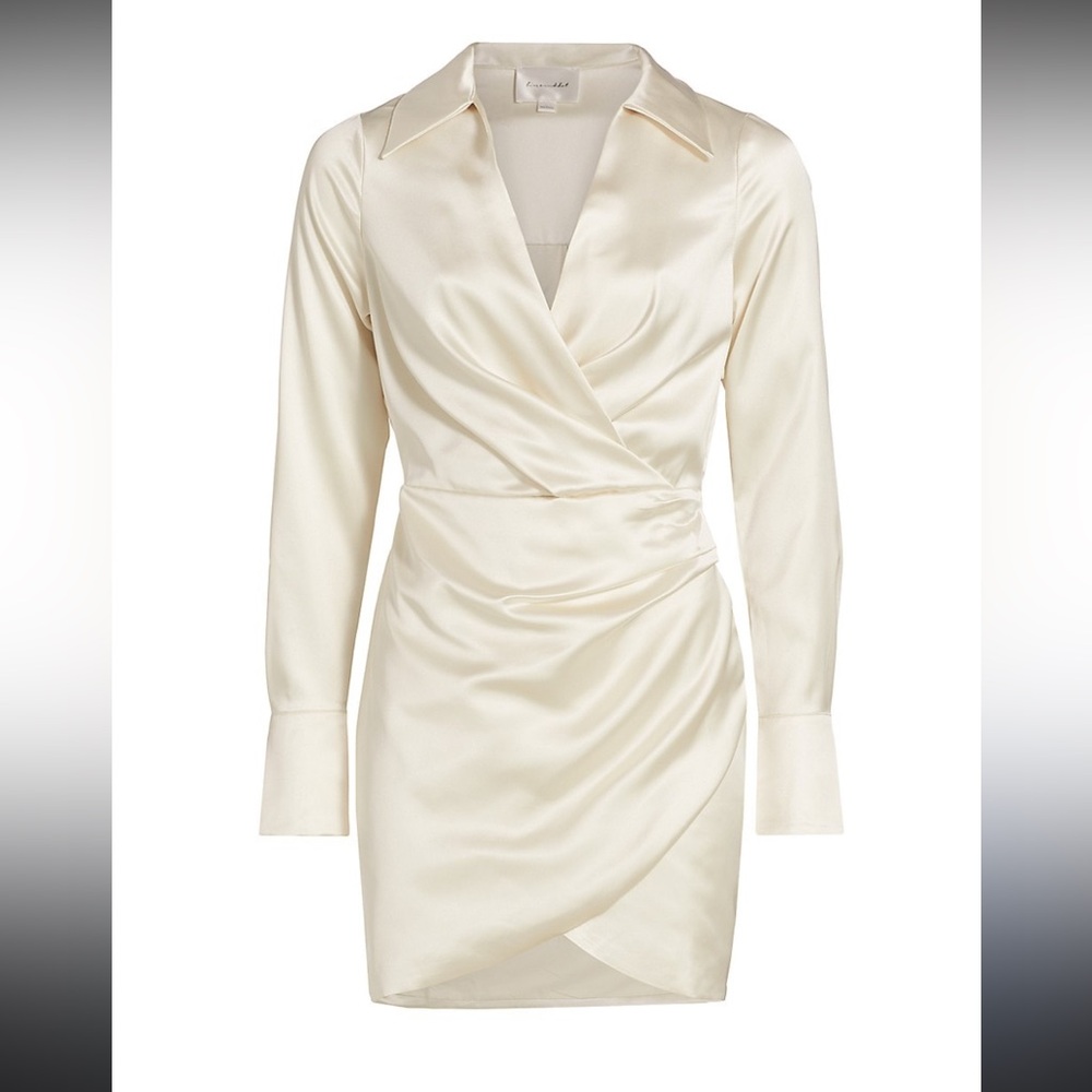 Line and dot Cream Wrap Dress